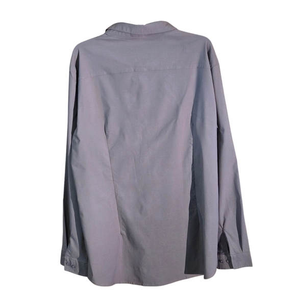 Beotyshow Men's Stretch Grey Button-Up Shirt Long Sleeves Men XX-Large Boxy Chef - Picture 2 of 14